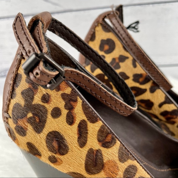 CALVIN KLEIN Leopard Print Wedges, made with Cow fur, NEW - Picture 12 of 13
